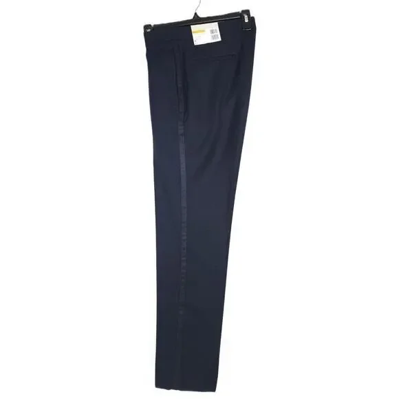 Alfani Mens Slim Fit 2 Piece Tuxedo Suit 42L 33x32 Navy Stretch Diamond Grid NWT